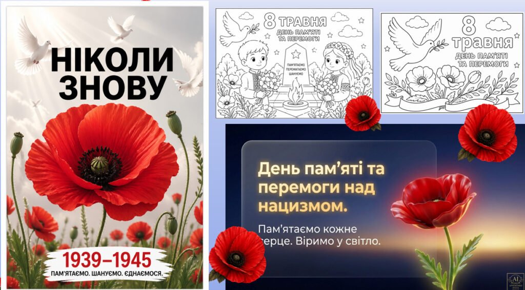 Головне зображення розробки: КОМПЛЕКТ до Дня пам’яті та перемоги над нацизмом” ПРЕЗЕНТАЦІЯ+ РОЗМАЛЬОВКИ+ПЛАКАТ