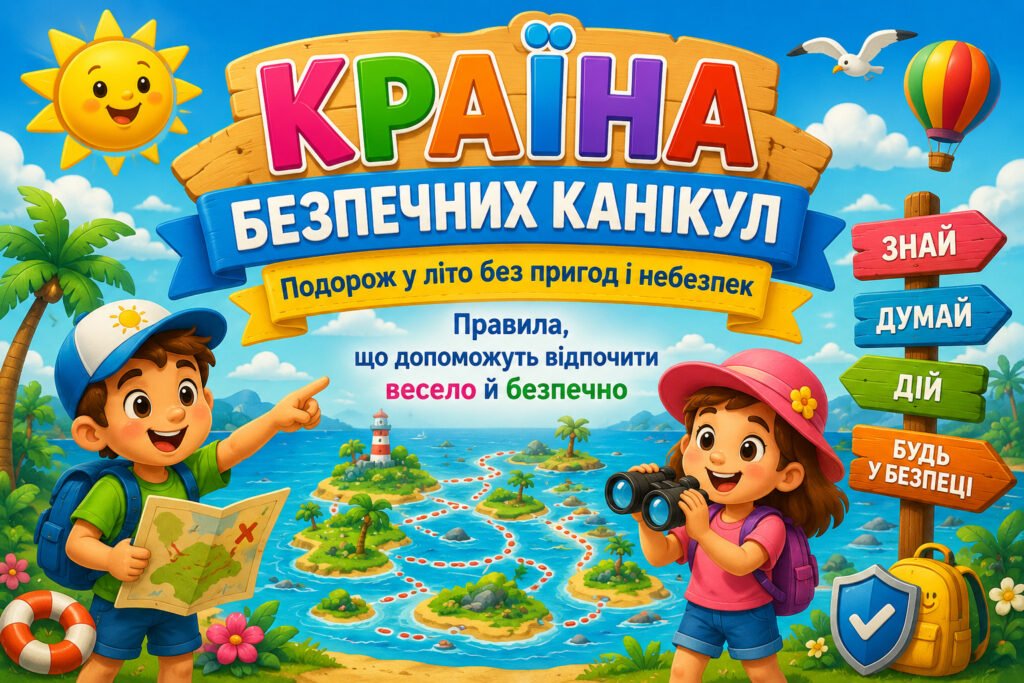Головне зображення розробки: «КРАЇНА БЕЗПЕЧНИХ КАНІКУЛ. Подорож у літо без пригод і небезпек» 1-4 класі
