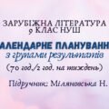 Календарне планування з групами результатів із зарубіжної літератури 9 клас НУШ (70 год.) до підручника Міляновської Н.