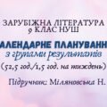 Календарне планування з групами результатів із зарубіжної літератури 9 клас НУШ (52,5 год.) до підручника Міляновської Н.