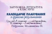 Календарне планування з групами результатів із зарубіжної літератури 9 клас НУШ ( (54 год./I семестр – 1 год/тиждень, II семестр – 2 год/тиждень) до
