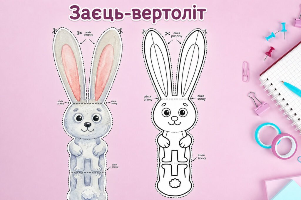 Головне зображення розробки: Літаючий виріб-вертоліт у вигляді зайчика