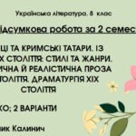 ГР 4. СЕМЕСТРОВА (2 семестр). 8 клас. Українська література. МНП Яценко; підручник Калинич; 2 варіанти