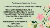 КПР за 2 семестр. 8 клас. Українська література. МНП Яценко; підручник Калинич; за ЧОТИРМА ГР; 2 варіанти