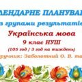 Календарне планування з ГР. Українська мова. 9 клас НУШ. Заболотний О. В., Заболотний В. В. (105 год / 3 год на тиждень)