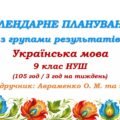 Календарне планування з ГР. Українська мова. 9 клас НУШ. Авраменко О. М. та ін. (105 год / 3 год на тиждень)