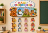 Класний куточок “Наші іменинники” з веселими капібарами.
