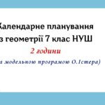 Календарне планування з геометрії 7 клас (2 год) НУШ за модельною програмою О.Істера