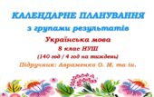 Календарне планування з ГР. Українська мова. 8 клас НУШ. Підручник: Авраменко О. М., Тищенко З. Р. (140 год / 4 год на тиждень)
