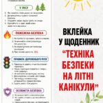 Вклейка в щоденник “Техніка безпеки у літні канікули”