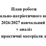 План роботи з національно-патріотичного виховання на 2026/2027 навчальний рік