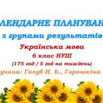 Календарне планування з ГР. Українська мова. 6 клас НУШ. Голуб Н. Б. та ін. (175 год / 5 год на тиждень)