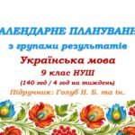 Календарне планування з ГР. Українська мова. 9 клас НУШ. Голуб Н. Б. та ін. (140 год / 4 год на тиждень)