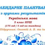 Календарне планування з ГР. Українська мова. 5 клас НУШ. Онатій А. В. та ін. (175 год / 5 год на тиждень)