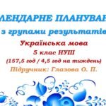 Календарне планування з ГР. Українська мова. 5 клас НУШ. Глазова О. П. (157,5 год / 4,5 год на тиждень)