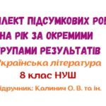 Підсумкові роботи з української літератури на рік за окремими групами результатів. 8 клас НУШ (підручник: Калинич О. В. та ін.)