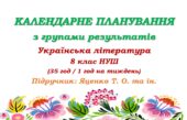 Календарне планування з ГР. Українська література. 8 клас НУШ. Яценко Т. О. та ін. (35 год / 1 год на тиждень)