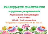 Календарне планування з ГР. Українська література. 8 клас НУШ. Авраменко О. М. (35 год / 1 год на тиждень)