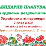 Календарне планування з ГР. Українська література. 7 клас НУШ. Коваленко Л. Т. та ін. (70 год / 2 год на тиждень)