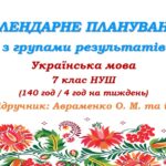 Календарне планування з ГР. Українська мова. 7 клас НУШ. Авраменко О. М. та ін. (140 год / 4 год на тиждень)