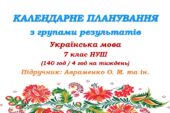 Календарне планування з ГР. Українська мова. 7 клас НУШ. Авраменко О. М. та ін. (140 год / 4 год на тиждень)