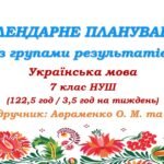 Календарне планування з ГР. Українська мова. 7 клас НУШ. Авраменко О. М. та ін. (122,5 год / 3,5 год на тиждень)