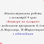 Діагностувальна робота з геометрії 9 клас НУШ “Вектори на площині” за модельною програмою О.Істера, А.Мерзляка, Н.Тарасенкової