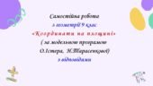 Самостійна робота з геометрії 9 клас НУШ “Координати на площині” за модельною програмою О.Істера, Н.Тарасенкової