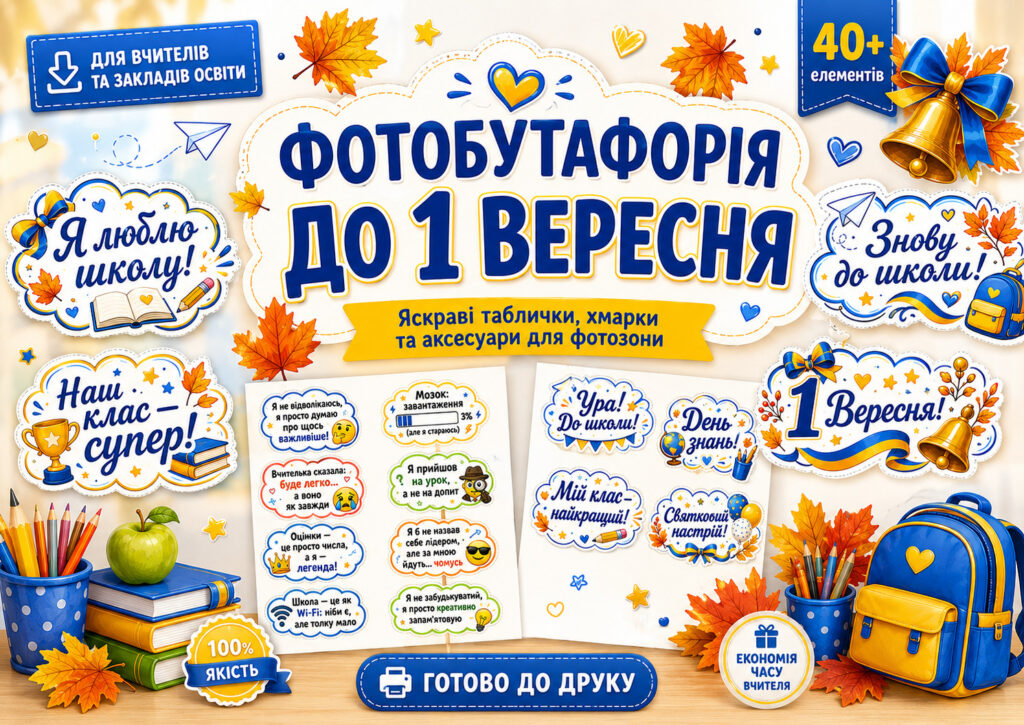 Головне зображення розробки: Оформлення дошки до 1 вересня + весела фотобутафорія