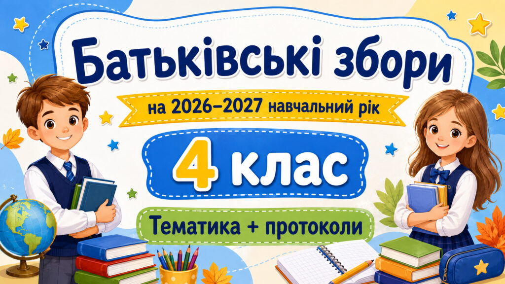 Головне зображення розробки: Батьківські збори для 4 класу на 2026/2027 навчальний рік: тематика + готові протоколи