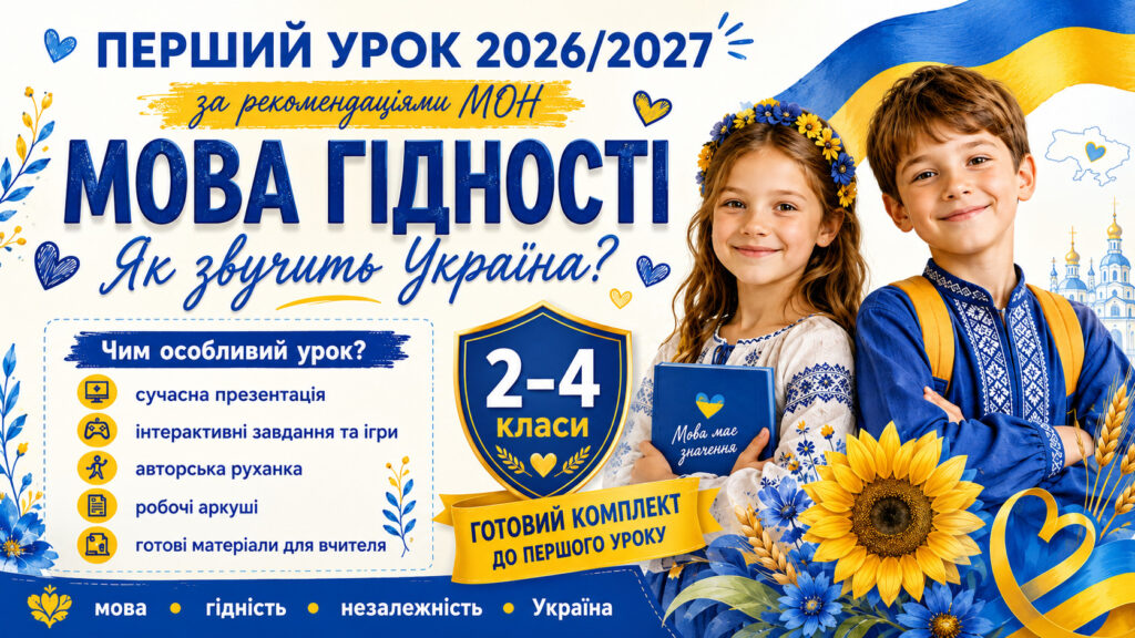 Головне зображення розробки: Перший урок 2026/2027 «МОВА ГІДНОСТІ. ЯК ЗВУЧИТЬ УКРАЇНА?»