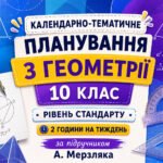 Календарно-тематичне планування з геометрії, 10 клас рівень стандарту, 2 години на тиждень за підручником А. Мерзляка