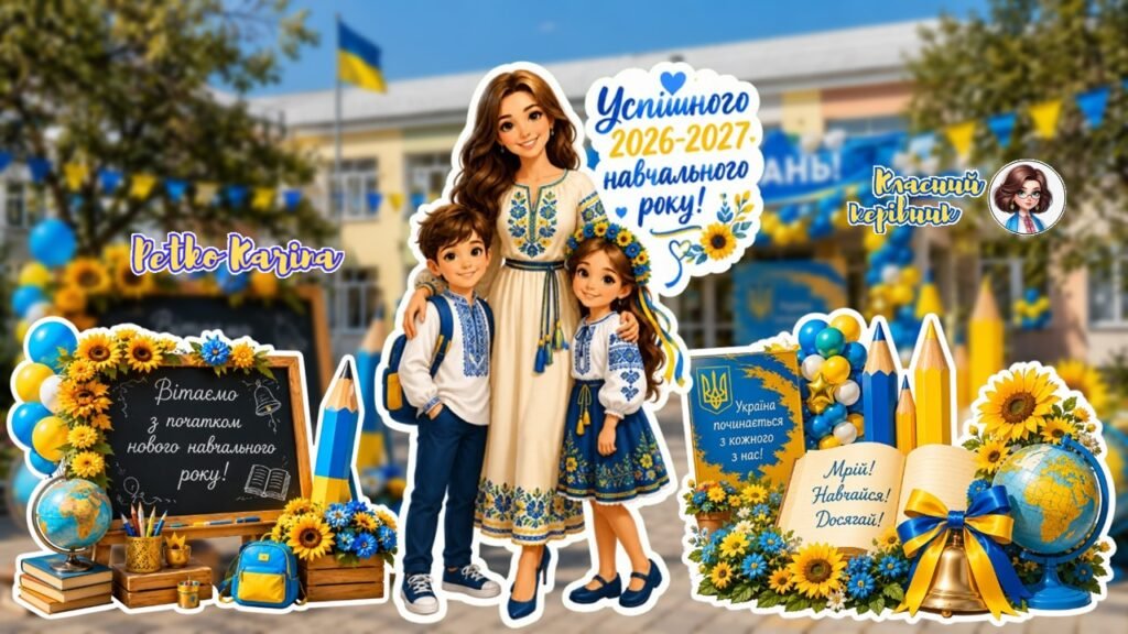 Головне зображення розробки: Мегаоформлення до Дня знань! Ростові фігури на 4, 9, 16, 25 аркушів А4