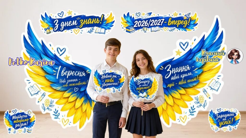 Головне зображення розробки: 💙💛 Святкова крилата фотозона до Дня знань