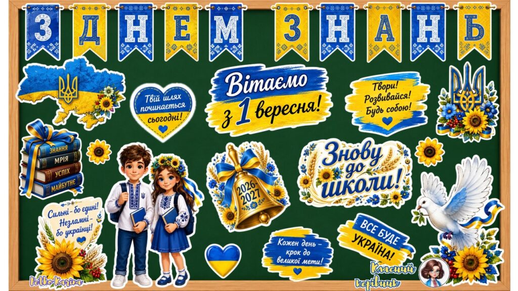 Головне зображення розробки: 💙💛 Патріотичне оформлення дошки до Дня знань 2026