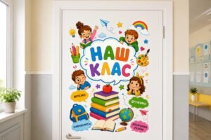 Декорація на двері «НАШ КЛАС» — яскраве оформлення класної кімнати