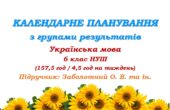 Календарно-тематичне планування з ГР. Українська мова. 6 клас НУШ. Підручник: Заболотний О. В. та ін. (157,5 год / 4,5 год на тиждень)