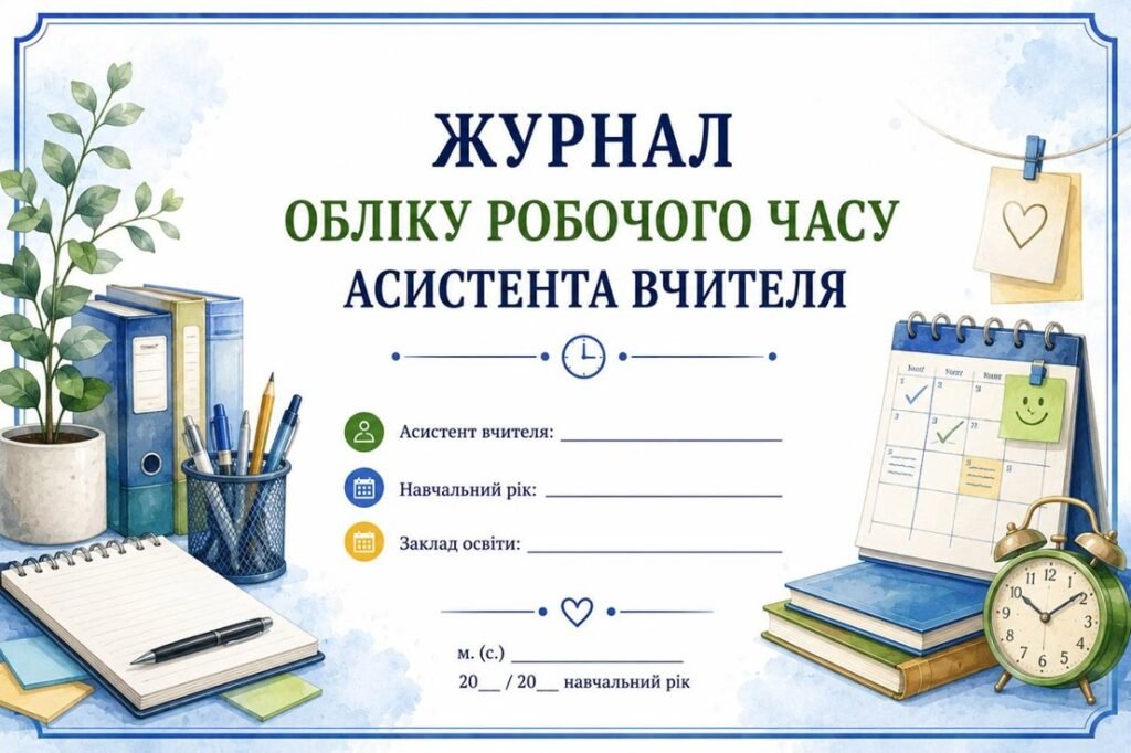 Головне зображення розробки: Журнал обліку робочого часу асистента вчителя 2026/2027