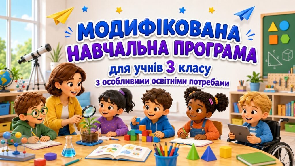 Головне зображення розробки: МОДИФІКОВАНА НАВЧАЛЬНА ПРОГРАМА для учня / учениці 3 класу з особливими освітніми потребами за типовою освітньою програмою, розробленою під керівництв