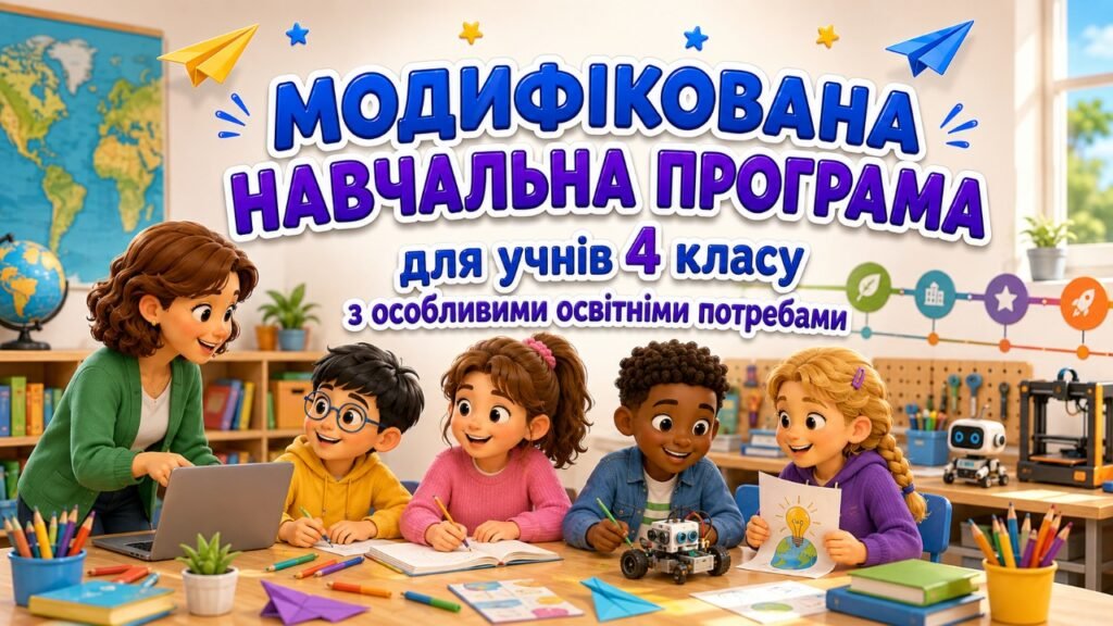 Головне зображення розробки: МОДИФІКОВАНА НАВЧАЛЬНА ПРОГРАМА для учня / учениці 4 класу з особливими освітніми потребами за типовою освітньою програмою, розробленою під керівництв
