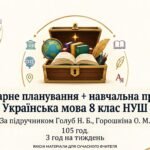 Календарно-тематичне планування + навчальна програма з української мови для 8 класу НУШ. Автори підручника: Н. Б. Голуб, О. М. Горошкіна (105 год)
