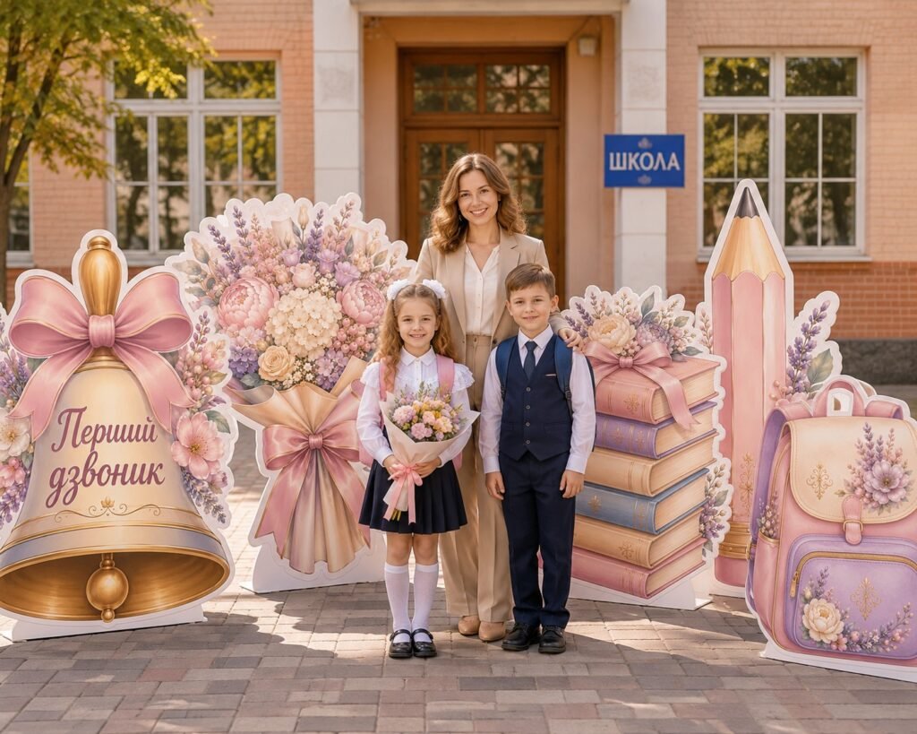 Головне зображення розробки: Фотозона до 1 Вересня 🔔 Ростові фігури до свята Першого дзвоника!