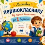 Листівка першокласнику від першої вчительки до 1 вересня 🔔