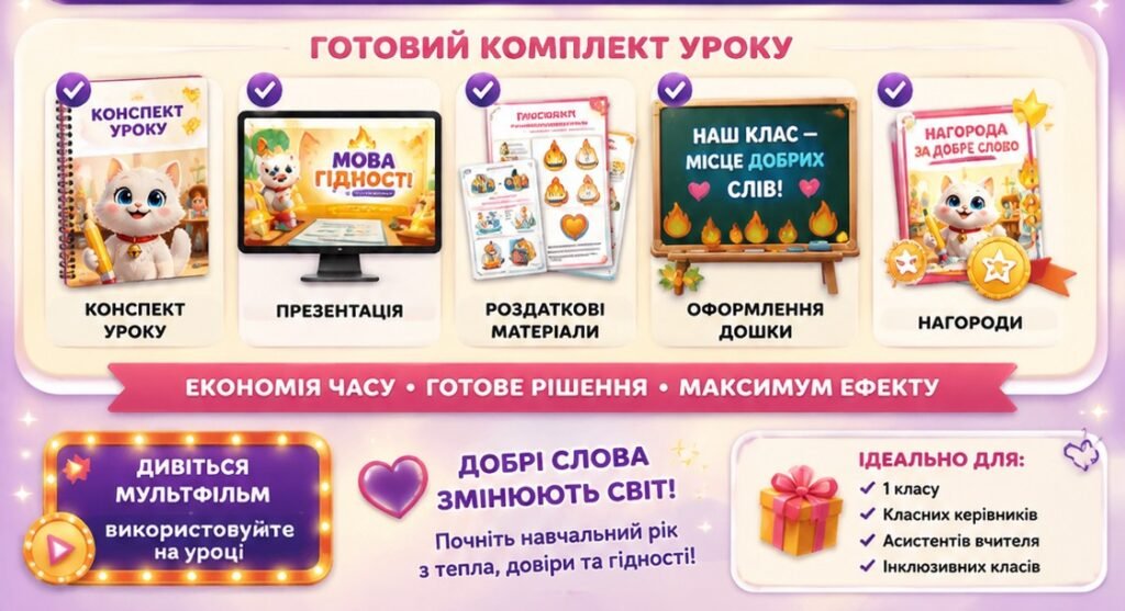 Головне зображення розробки: Перший урок 2026-2027.Пригода Бавовнятка: Запалюємо вогники добрих слів