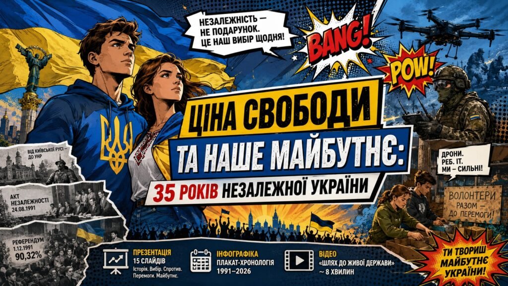 Головне зображення розробки: «Ціна свободи та наше майбутнє: 35 років Незалежної України»: методичний комплекс до Дня Незалежності