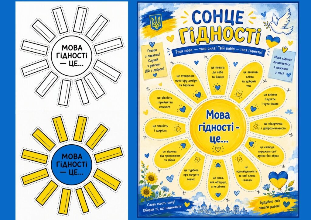 Головне зображення розробки: «Сонце гідності» – яскрава аплікація для першого навчального уроку 2026-2027