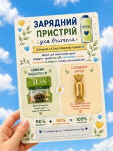 Листівка «Зарядний пристрій для вчителя». Привітання для вчителів з 1 вересня від учнів, батьків.