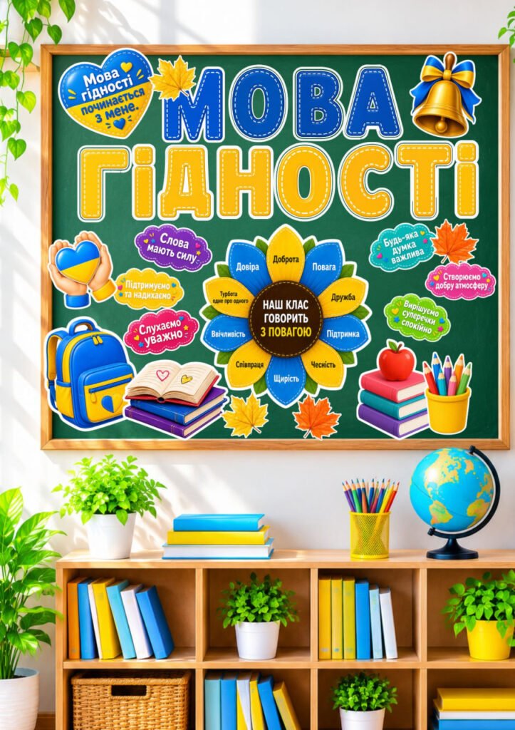 Головне зображення розробки: МЕГАНАБІР ДО ПЕРШОГО УРОКУ 2026–2027 «МОВА ГІДНОСТІ»💙💛 ПРЕЗЕНТАЦІЯ + КОНСПЕКТ + ОФОРМЛЕННЯ ДОШКИ + РОЗДАТКОВИЙ МАТЕРІАЛ Для учнів 2–6 класів
