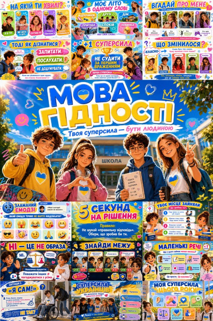 Головне зображення розробки: Меганабір. Перший урок 2026-2027 «Мова гідності» НУШ — Презентація +Конспект + Роздатковий матеріал + Постер + Закладки +Браслети+ Чекліст
