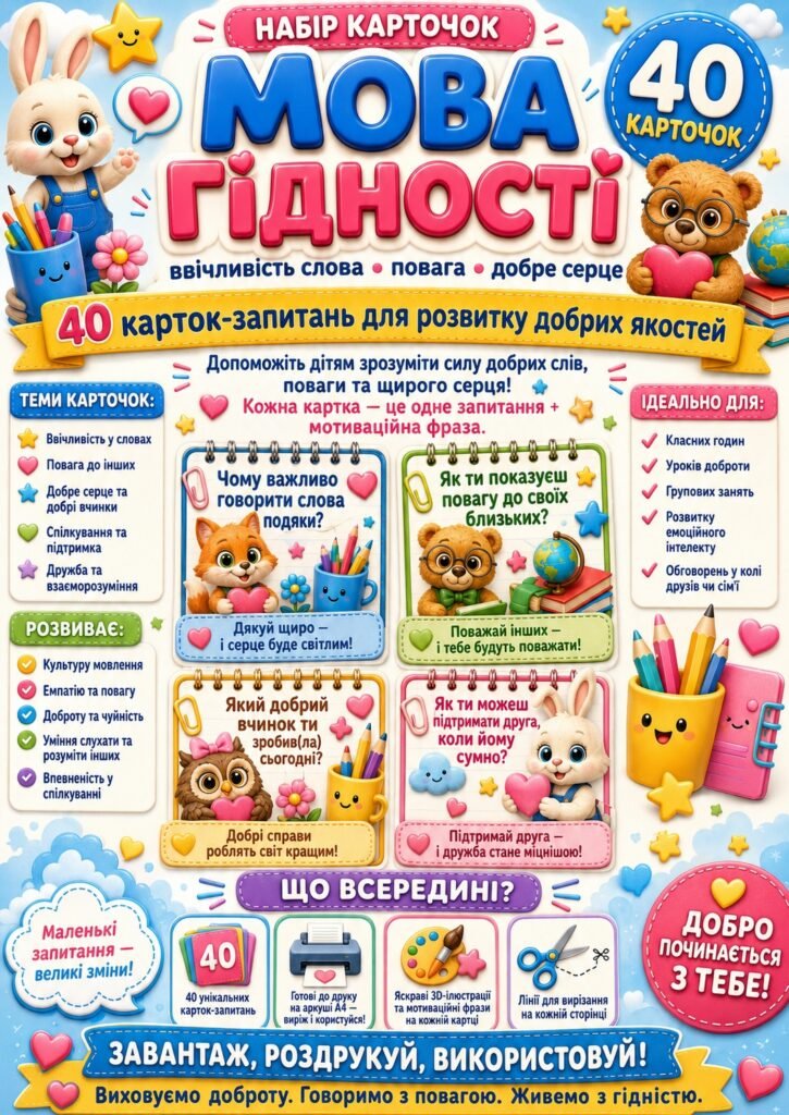 Головне зображення розробки: Мова гідності ( 40 запитань з мотиваційною фразою)